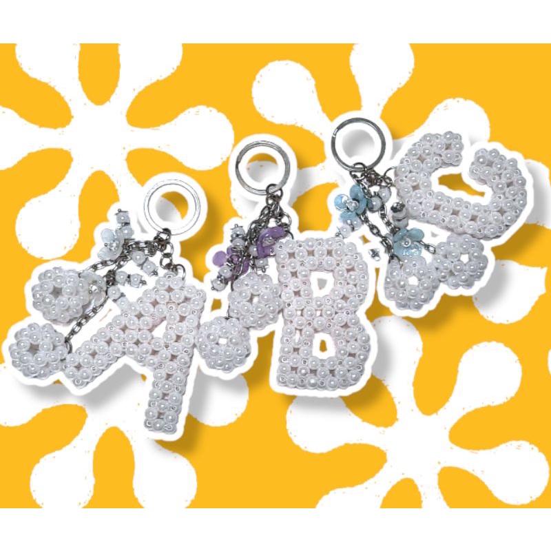 Gantungan Kunci Inisial / Gantungan Kunci Alfabet / Gantungan Kunci Huruf / Ganci manik beads