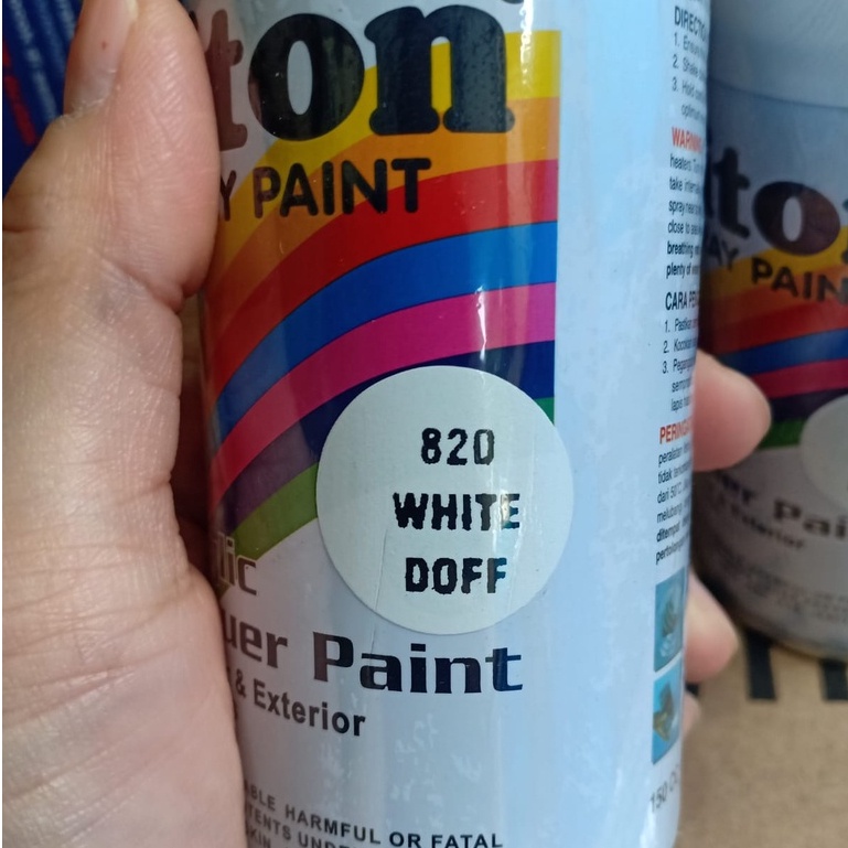 Cat Semprot DITON Spray Paint Acrylic 820 Pilox Warna Putih Doff / White Doff / Putih Tidak Mengkilap (820) 150cc/Kecil