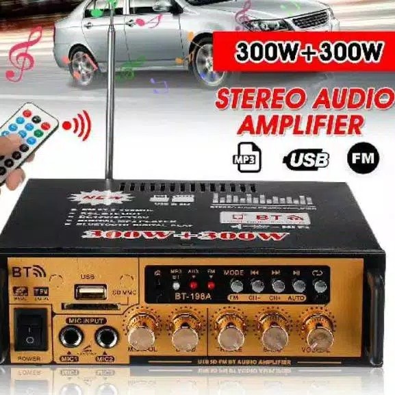 Ampli Power Amplifier Fleco Bt-198A Bluetooth