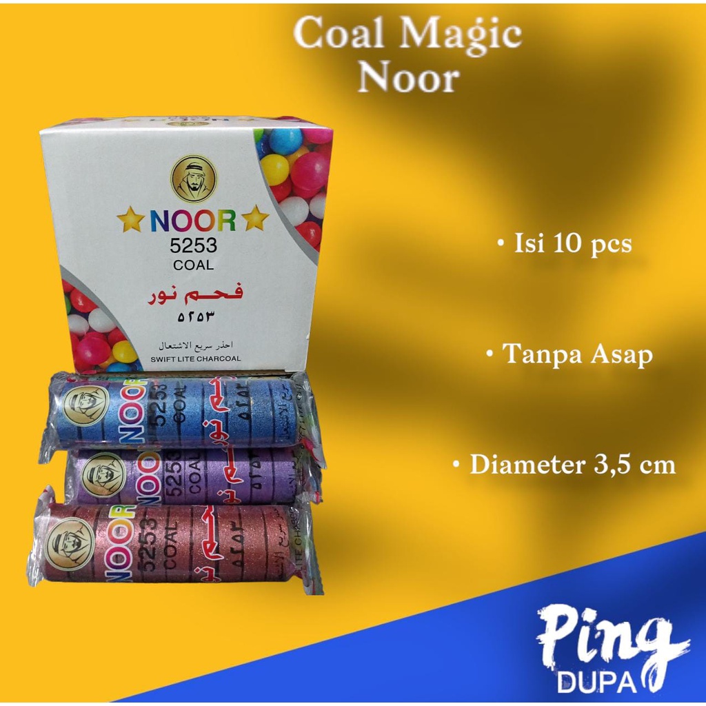 Arang Areng Portable Charcoal Magic Smokeless Isi 10 Pcs Full Bulat Tanpa Lubang