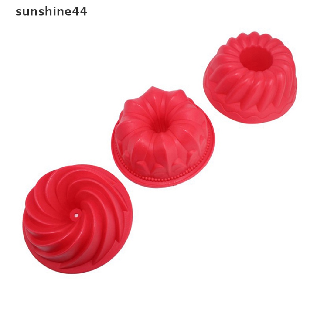 Sunshine 1Pc 4inch 3D Kue Cetakan Silikon Bentuk Swirl Besar Dessert Cake Mould Baking Tools.