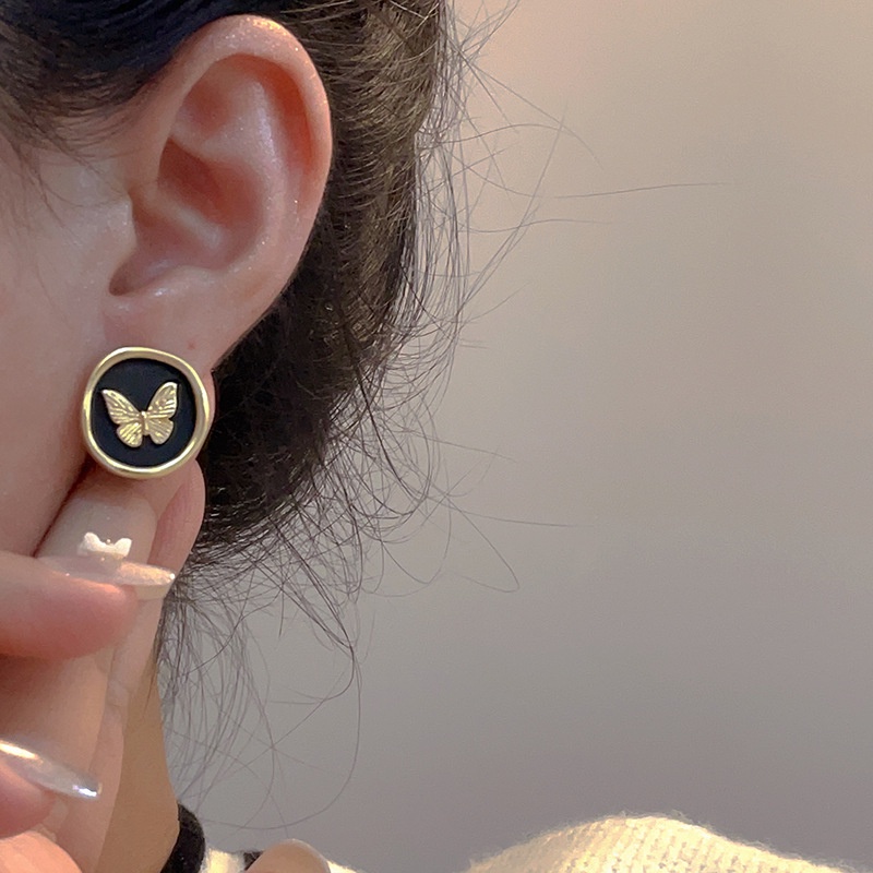 Anting Kupu-Kupu Vintage Anting Bulat Elegan Tidak Teratur Untuk Aksesoris Wanita