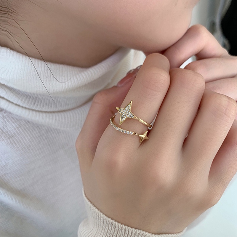 New Arrival Cincin Fashion Wanita Pesta Klasik Geometris Semua Kompatibel Rings Sederhana Lucu Elegan Bintang Perempuan Perhiasan