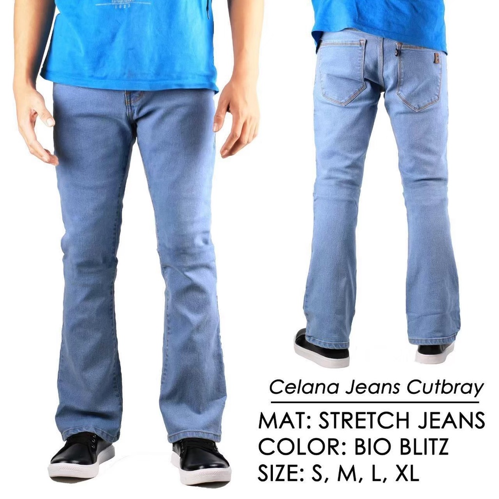 Celana Jeans Cutbray Pria- Celana Jeans Cutbray Bioweash Panjang Pria