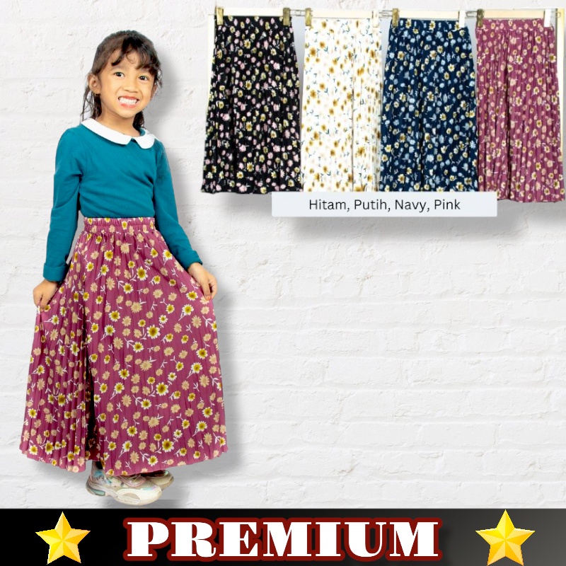 ROK PLISKET ANAK MOTIF BUNGA KECIL PREMIUM 3-6 TAHUN