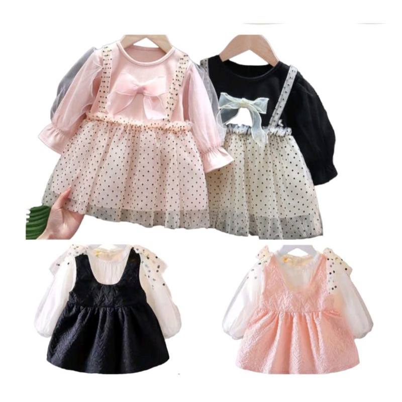 Dress Import Lengan Panjang 1 2 3 tahun Lucu Imut Murah Berkualitas
