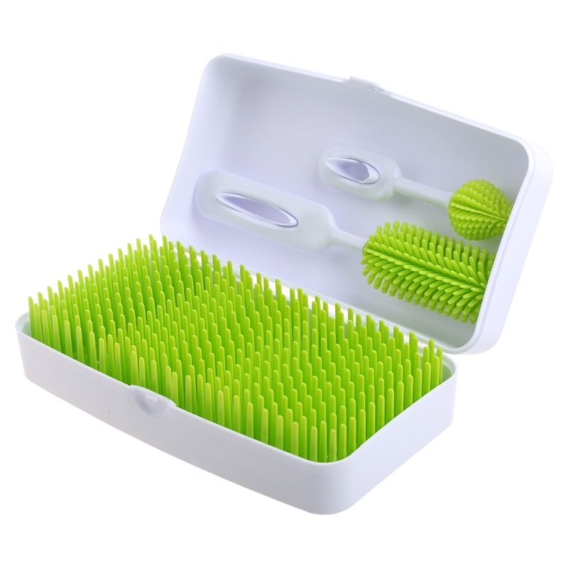 Mary Baby Bottle Grass Drying Rack &amp; Brush Set Portable Tempat Pengering Botol Susu &amp; Sikat Dot Untuk Nipples Pump P