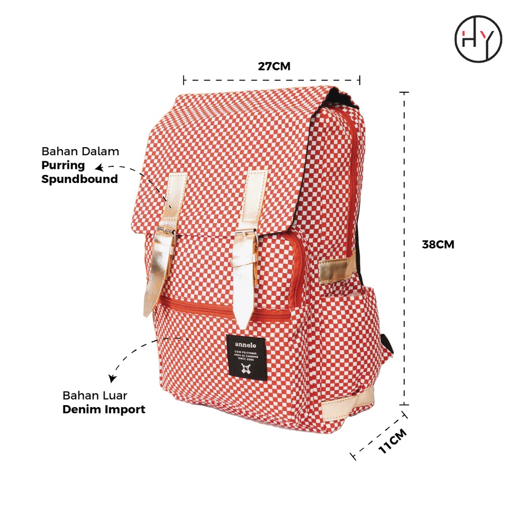 Tas Ransel Fshion Korean Style Wanita Backpack Motif Ada Slot Laptop - HYBRAND [YN68 Motif]