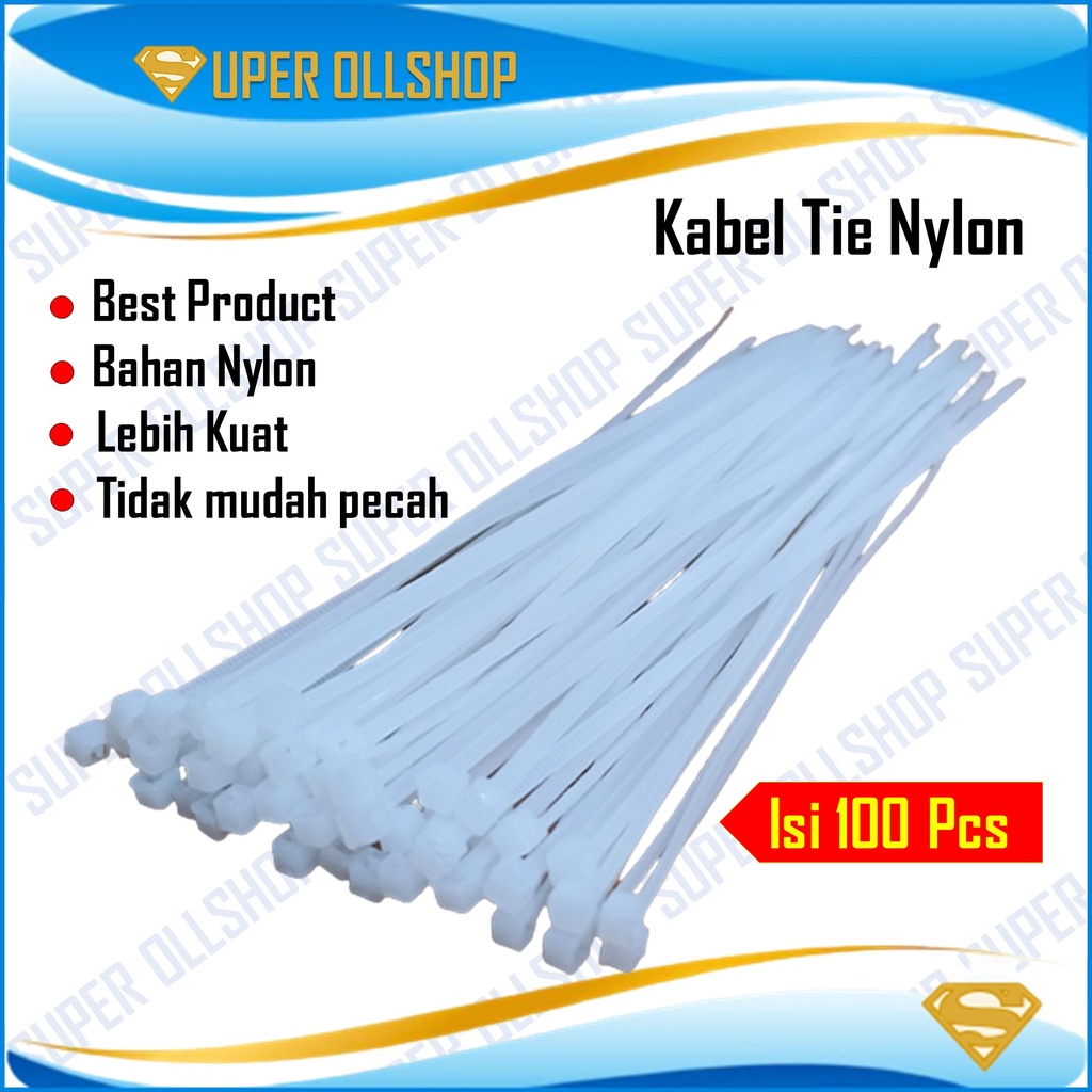 Tali Kabel Ties Tie Tis / Cable Tie Tali Kabel Ties Tis Serut Listrik Putih Hitam 1 Pack Isi 100 Pcs