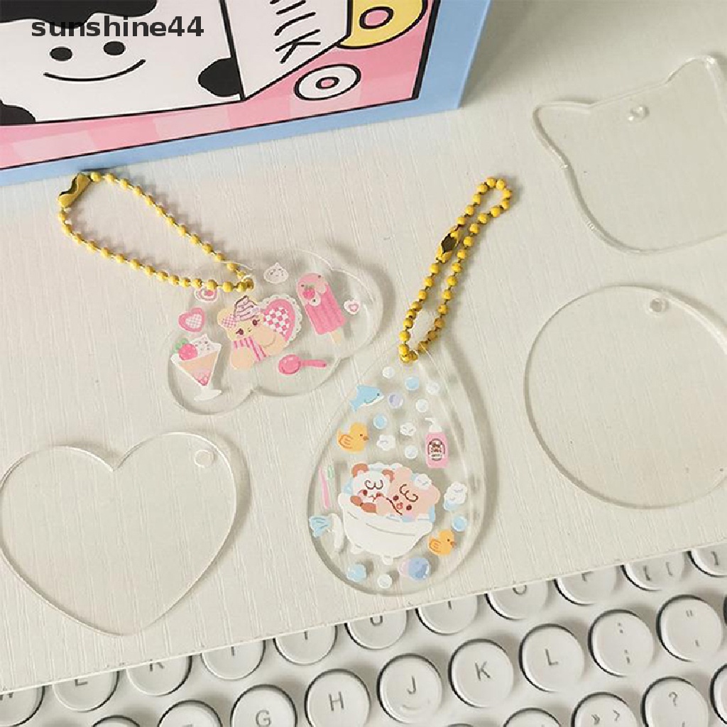 Sunshine 5pcs Gradien Transparan Akrilik Disc DIY Handmade Gantungan Kunci Liontin Tag Plexiglass Kosong Slice Untuk Membuat Perhiasan Kerajinan Vinyl.