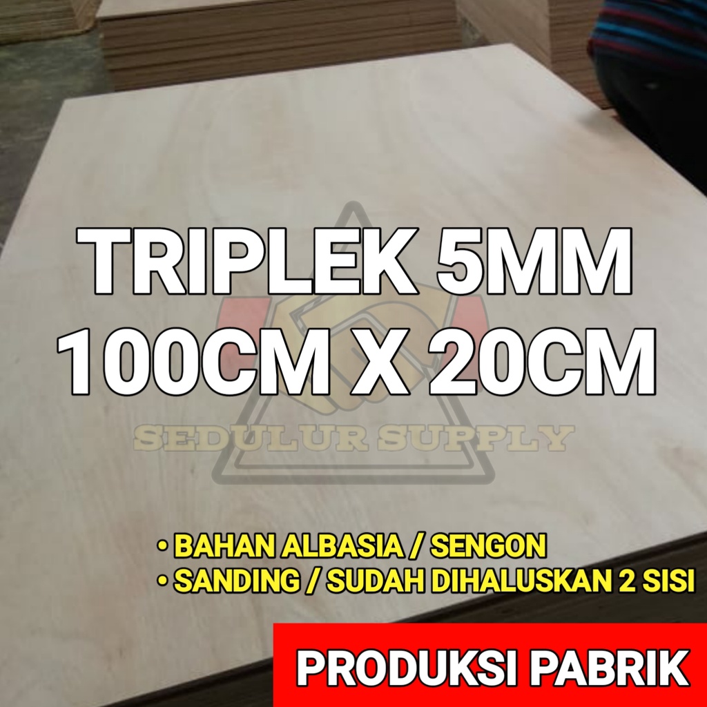 PAPAN KAYU TRIPLEK / MULTIPLEK 5MM ALBASIA UTY UKURAN 100 x 20 cm / TRIPLEK TIPIS