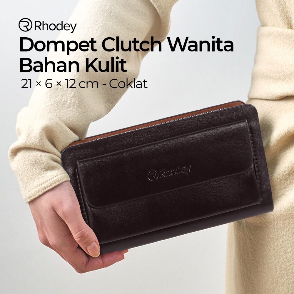 Dompet Clutch Wanita Bahan Kulit - 007 - OKFH02BR Brown