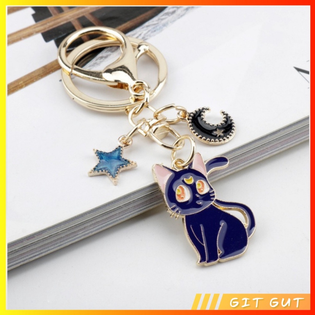 Keychain Gantungan Kunci Sailor Moon Luna Artemis Cute Cat