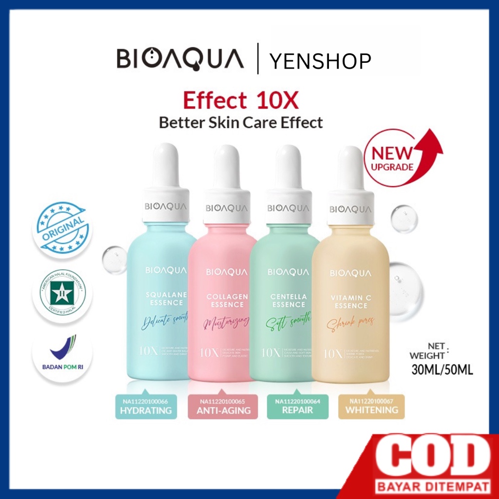 BIOAQUA 10X Effect Pemutih wajah Moisturizing Essence Repair / Anti Aging / Vitamin C Whitening Serum Original