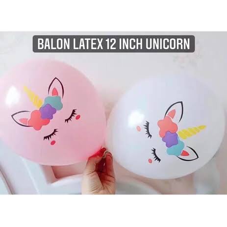 10 PCS BALON LATEX KARAKTER UNICORN TANDUK PUTIH / UNICORN TANDUK PINK 12 INCH TEBAL