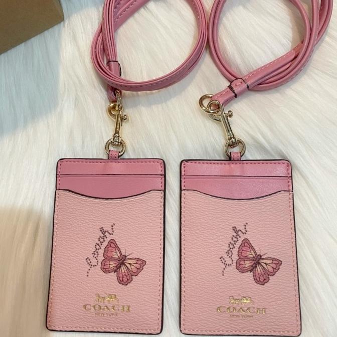 

PROMO Coach Butterfly Blossom Pink ID Lanyard 100% Original Coach