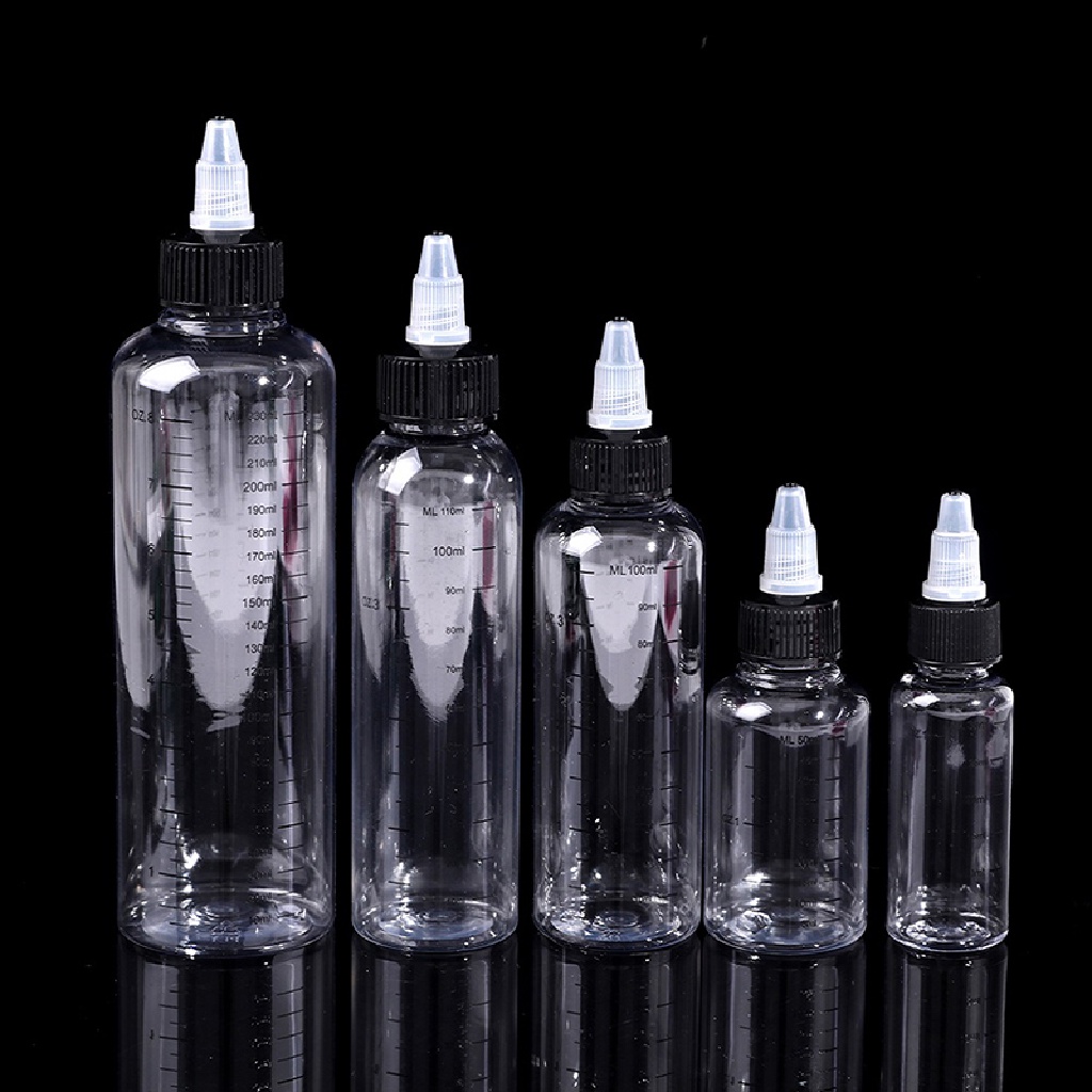 [Birth] 30ml-250ml Botol Pipet Kapasitas Cairan PET Plastik Wadah Tinta Pigmen [ID]