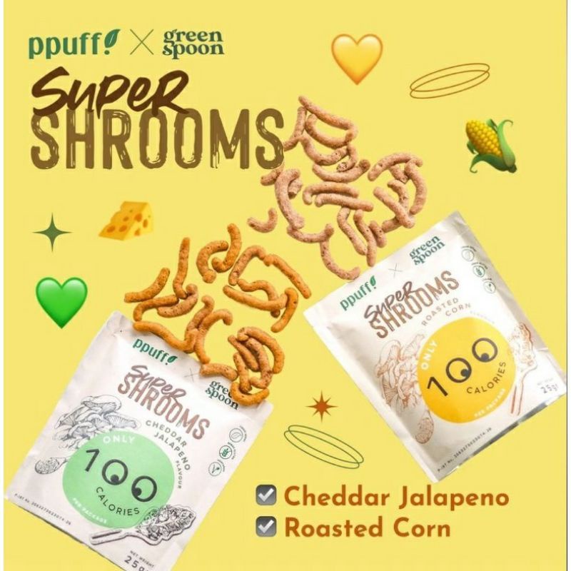 Supershrooms Snack 25Gr Low Calorie Vegan Vegetarian Cheddar Jalapeno and Jagung Bakar Makanan Sehat Makanan Vegetarian Diet Sehat Cemilan sehat