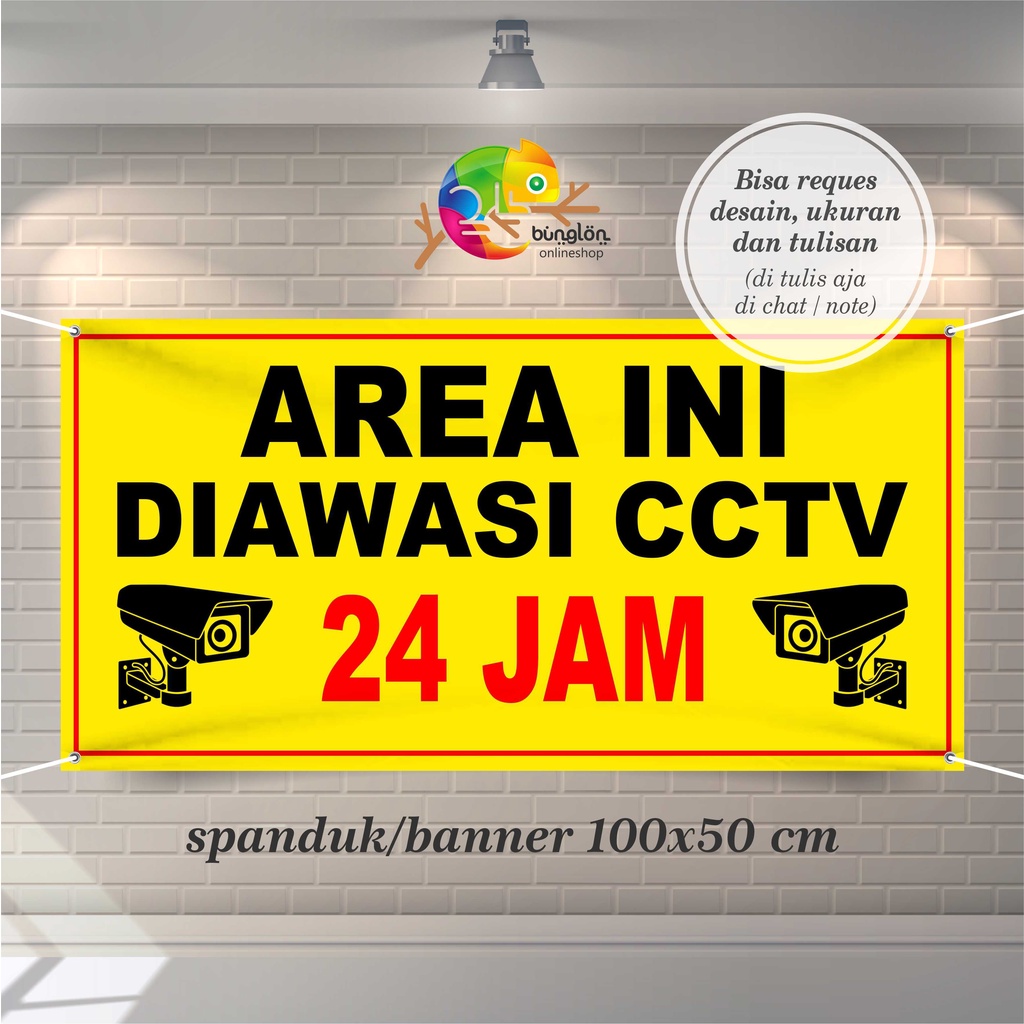 Jual Spanduk Banner Area Ini Diawasi CCTV, Spanduk CCTV custom desain