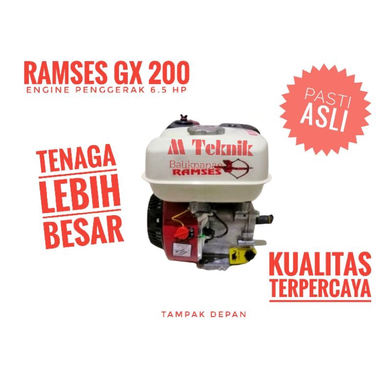 Engine bensin Ramses GX 200 6,5 PK mesin penggerak serbaguna 6.5 HP
