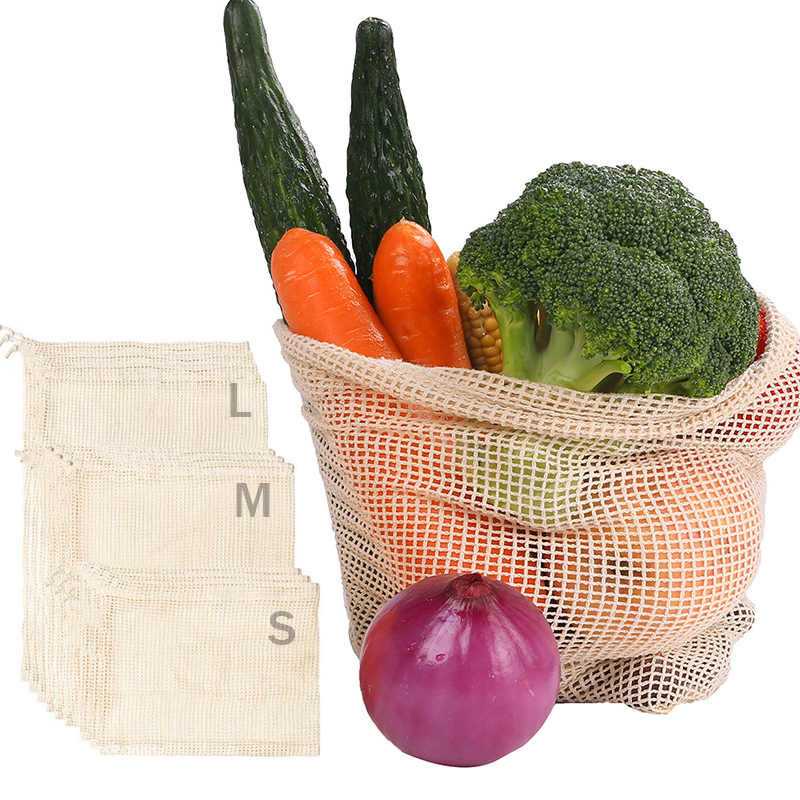 COD Tas Belanja Lipat Vegetable and Fruit Cotton Mesh Bag