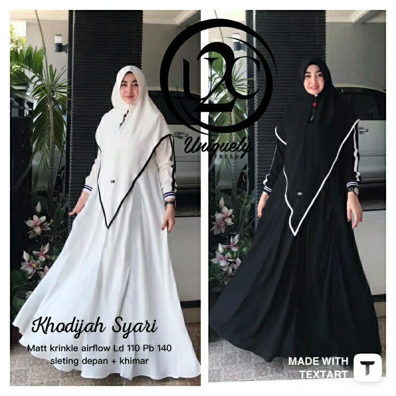 Khodijah Syar'i Syari Dress Gamis Set Khimar Wanita Kondangan Kekinian Terbaru Fashion Muslim Muslim