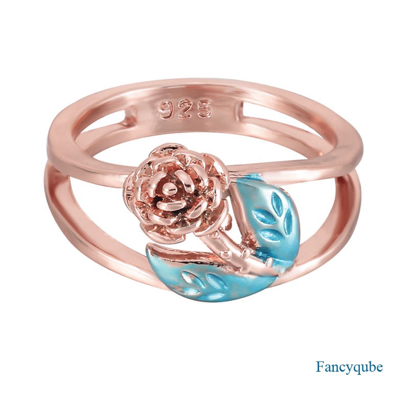 Cincin Kawin Jari Bunga Kristal Baru Untuk Wanita Rose Gold Zircon Open Ring