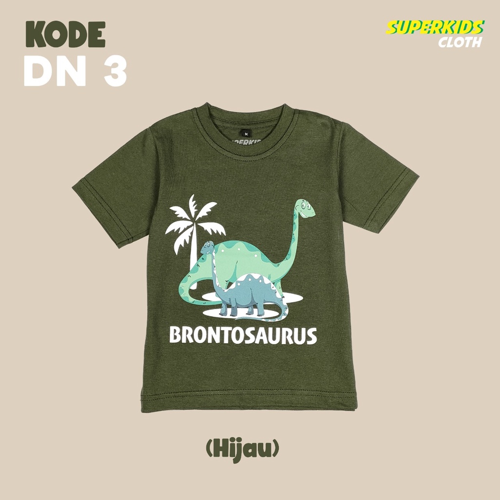 KAOS ANAK COWOK/ PAKAIAN ANAK LAKI-LAKI DINOSAURUS BRONTOSAURUS 1-11 TAHUN BRAND SUPERKIDS CLOTH