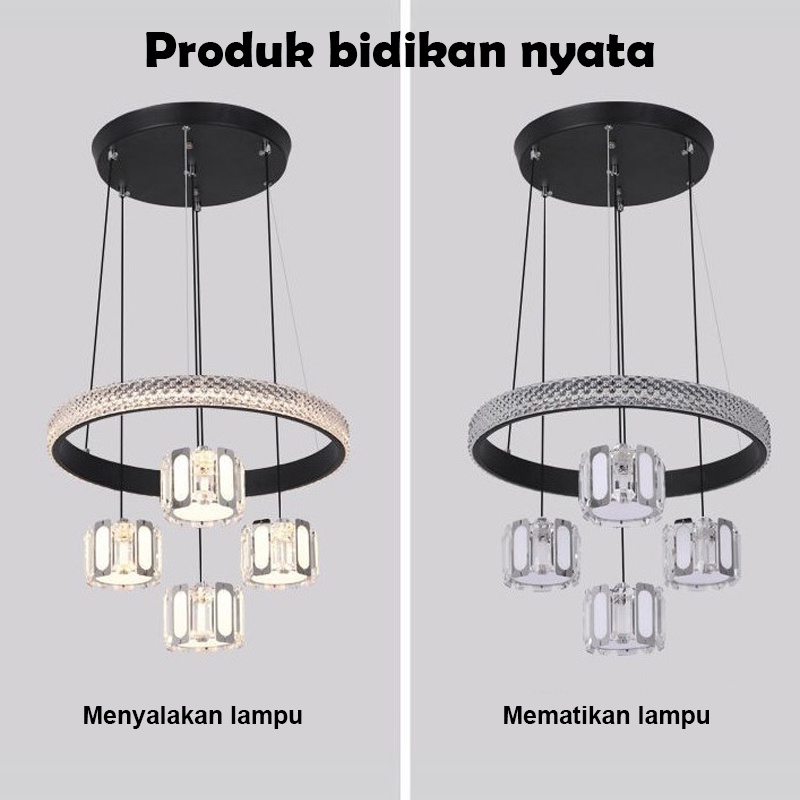 Lampu Gantung Kristal minimalis ruang tamu 3 warna LED mewah Dekorasi Nordik bergaya