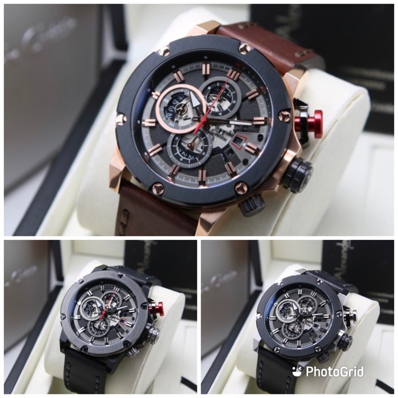 jam tangan pria alexander cristie original ac6491 black rose gold