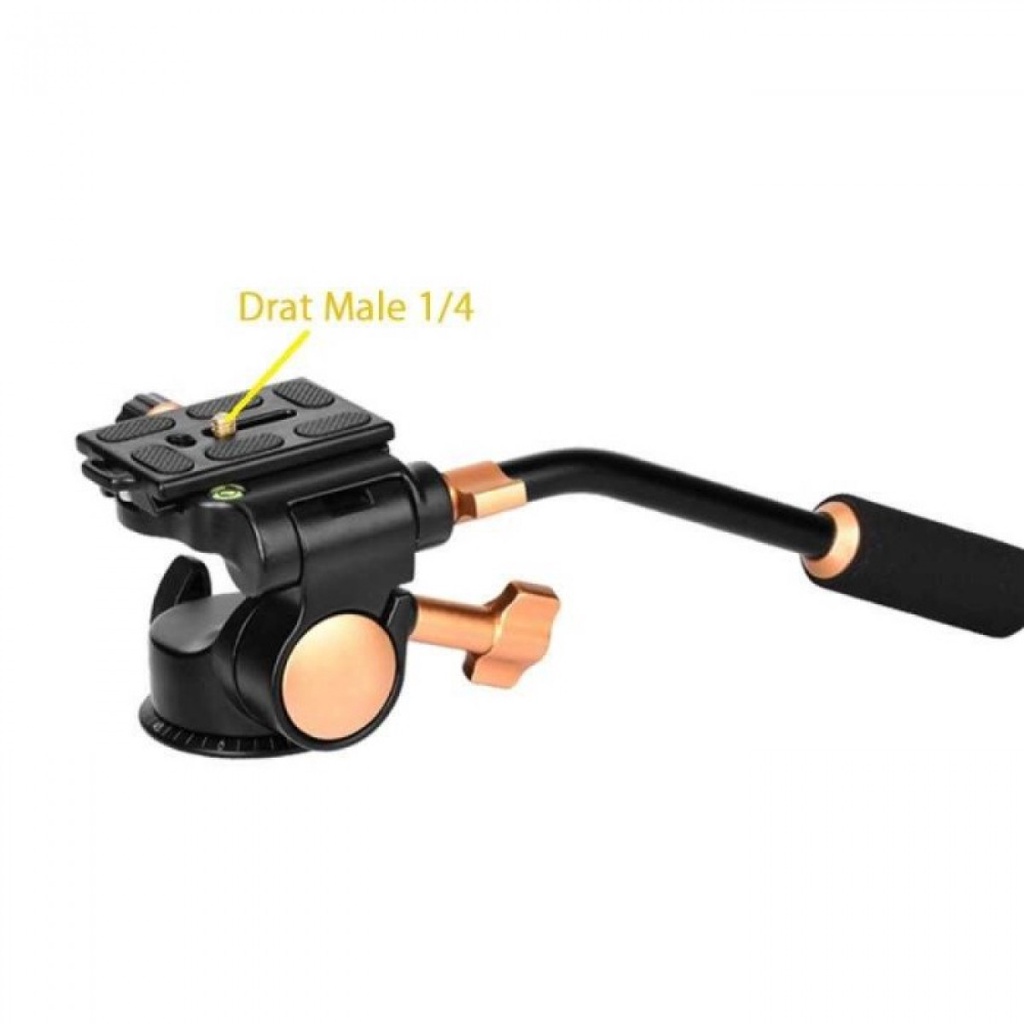 Kepala Tripod Kamera DSLR 3 Way Fluid Ball Head Quick Release Plate