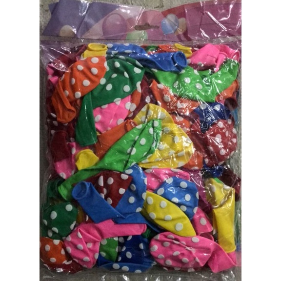 Balon ulang tahun 25pcs campur warna motif polkadot happy birthday letex warna 12 inci grosir ecer