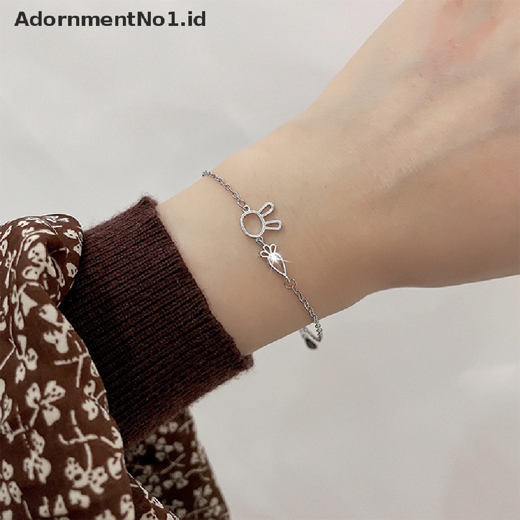 [AdornmentNo1] 925cap Wortel Kelinci Gelang Untuk Wanita Pacar Manis Lucu Adjustable Rantai Gelang Perhiasan Sederhana Flash Berlian Berongga Sederhana INS Gadis Hati Siswa Gadisfrie