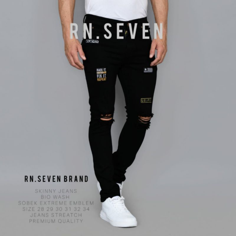 [ JEANS BORDIR ] Celana Panjang Jeans Sobek Bordir Original Softjeans Stretch Melar - Rn Seven Denim