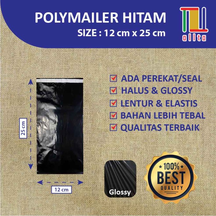 

POLYMAILER 12x25 PE PLASTIK PACKING OLSHOP HITAM