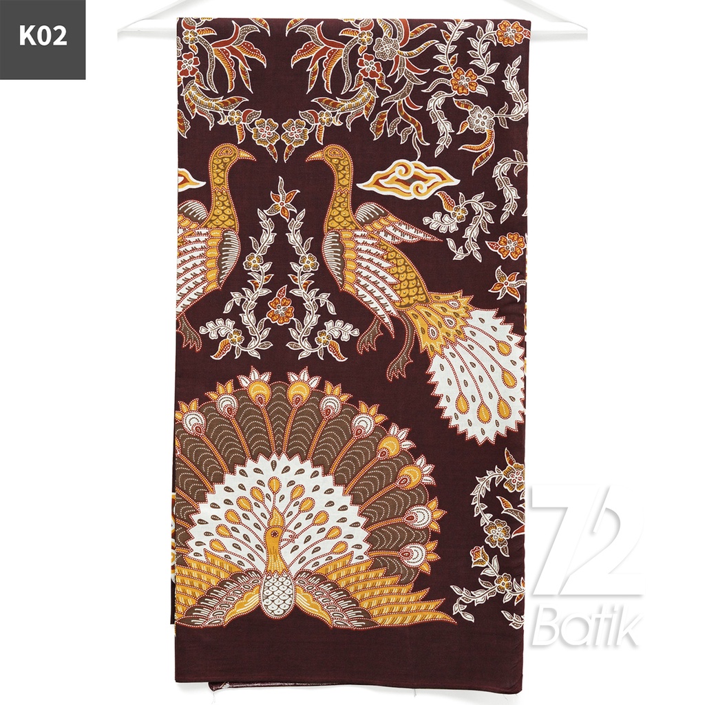 KAIN BATIK PREMIUM Bahan Katun Motif Burung Merak Merah 722688 Cap 72 Jarik Jarit Samping Kebat Panjang Batik Katun Modern Premium Bahan Seragam Batik Pernikahan Kantor Keluarga Murah Kamen Jadi Batik Bali Lembaran