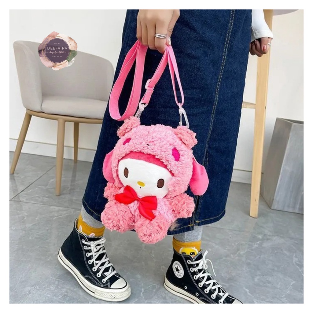 Tas Selempang Wanita Remaja Dan Dewasa Bentuk Boneka Telinga Boneka Kawai Bahan Lembut Dan Lucu