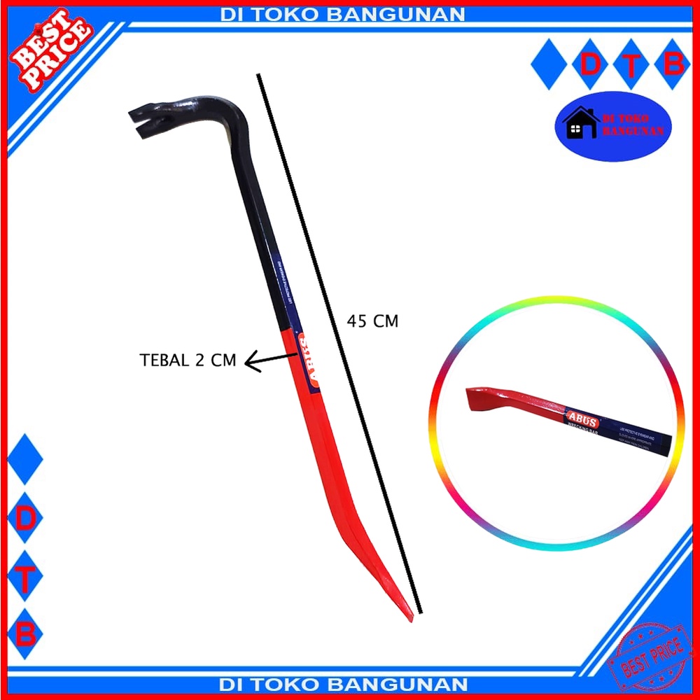 Linggis 18 Inch Alat Pencabut Paku Crowbar Linggis Abus 450MM x 18MM