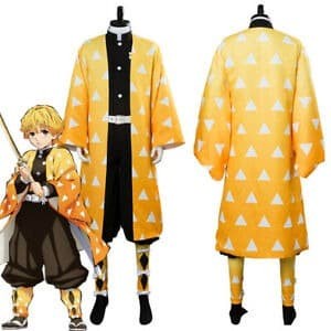 COSTUME COSPLAY AGATSUMA ZENITSU KIMETSU NO YAIBA - haori anak only, L