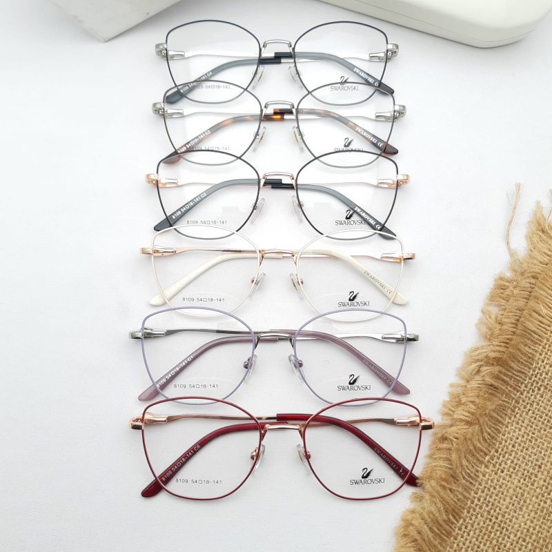 frame kacamata wanita cat eye bahan besi 8109