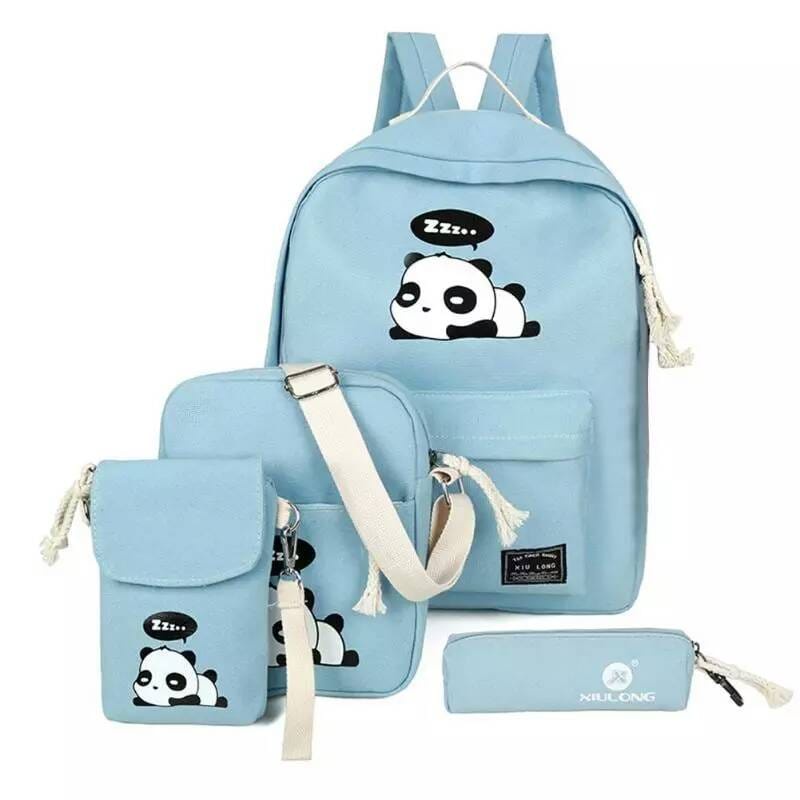 &quot;aurabagss&quot; - Beli 1 Dapat 4 Tas Anak Set 4 In 1 Motif &quot;PANDA&quot; Tas Ransel Anak Sekolah SD SMP Backpack Anak Sekolah Unisex Multifungsi Keren Trendy Stylish Kekinian