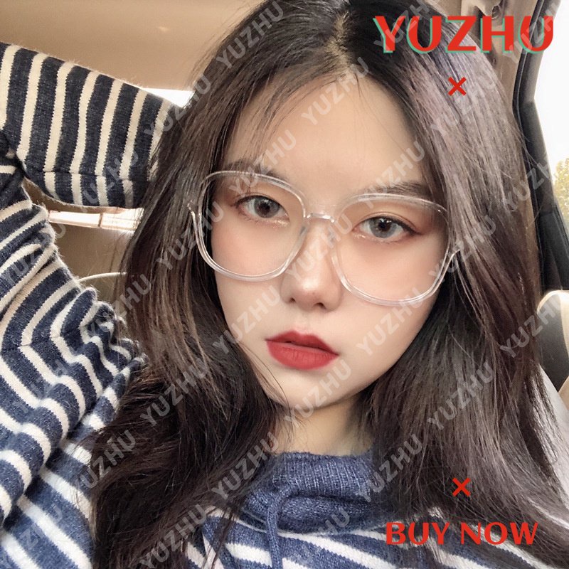 (YUZHU) Korea Fashion Oversized Square Frame Anti Blue Light Kacamata Mode Baru Bingkai Transparan Anti Radiasi Kacamata Wanita