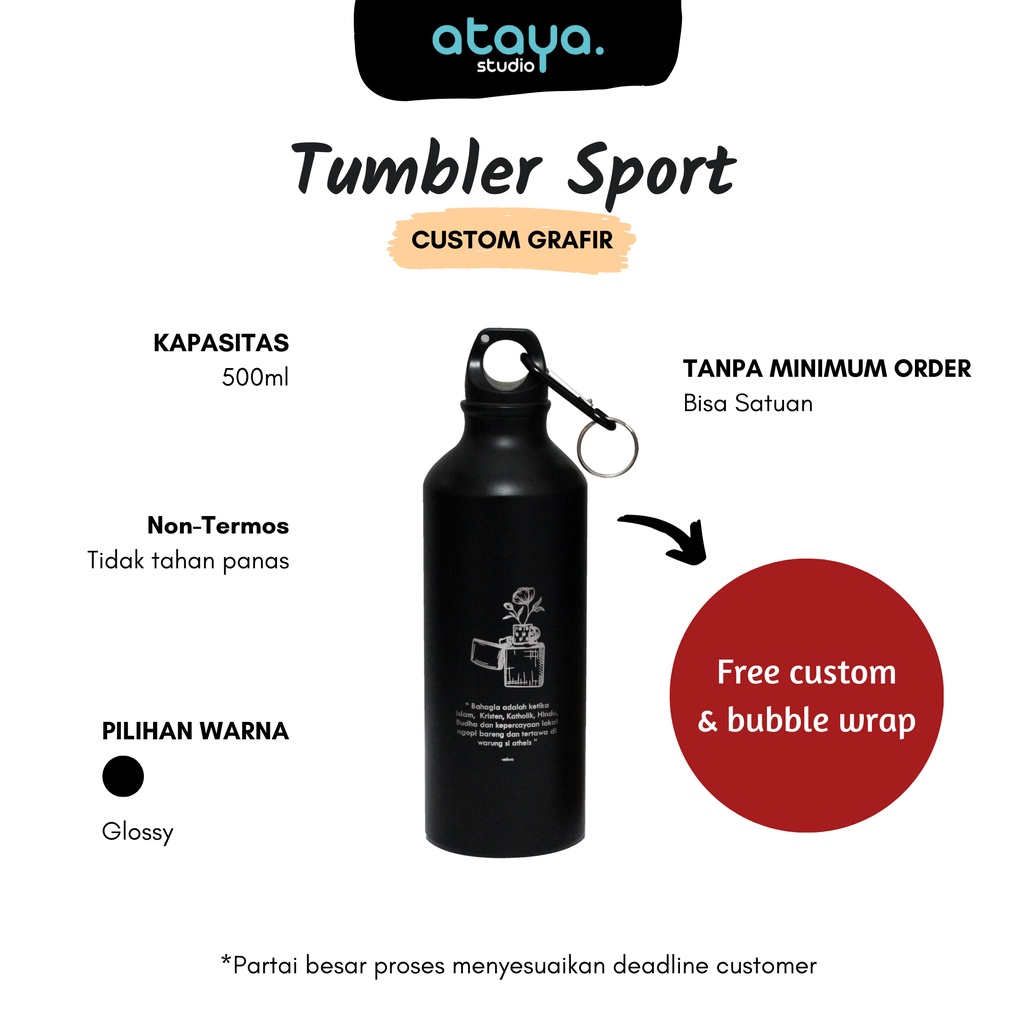 Jual Tumbler Custom Nama Logo Grafir Sport Hadiah Souvenir Promosi