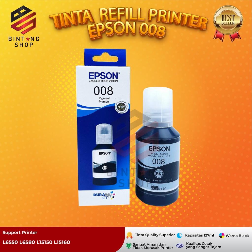 Tinta Epson 008 Black Tipe Printer L6550 L6580 L15150 L15160