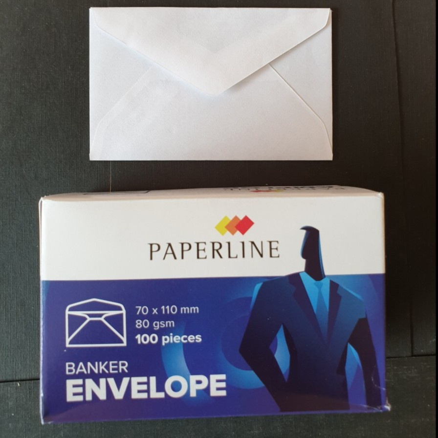 

Amplop Paperline Putih 80GSM kecil ukuran banker | Per pak isi 100 pcs