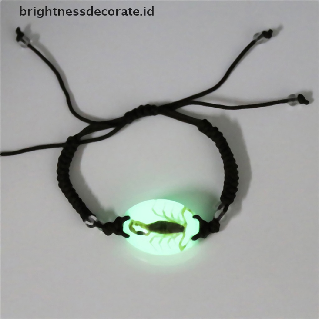 [Birth] Glow In The Dark Handmade Resin Charm Gelang Bercahaya Kumbang Serangga Gelang Pria Wanita Perhiasan Hadiah Bercahaya Serangga Amber Dikepang Gelang [ID]