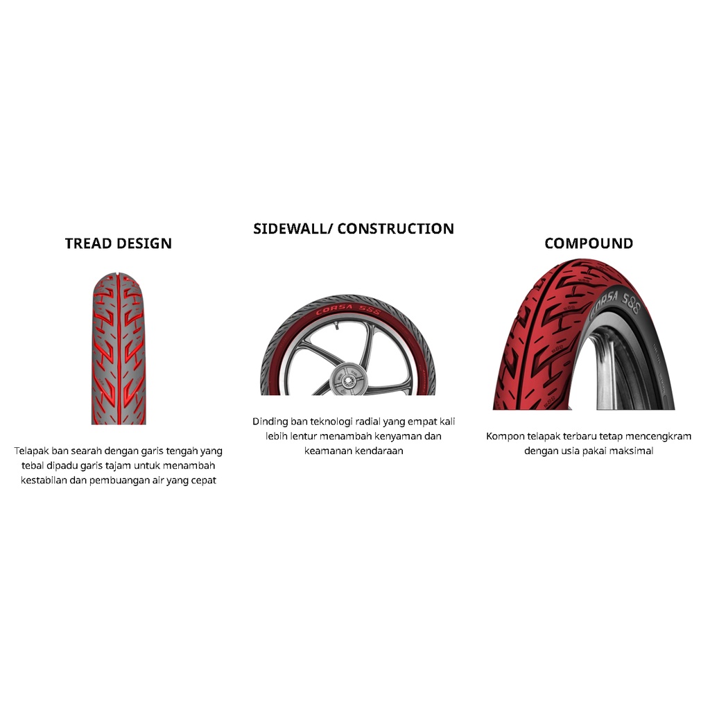 Ban Touring CORSA S88 tubles dan tidak tubles tubetype ring 14 dan ring 17 matic bebek original