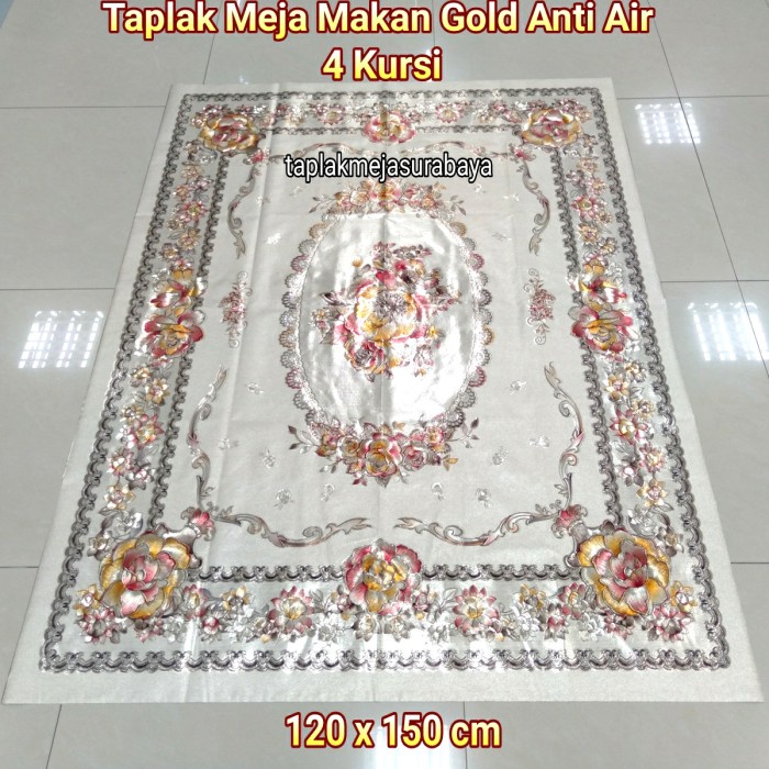Ready...Ready...Ready...] Taplak Meja Makan Plastik 4 Kursi - Taplak Meja Makan Mewah Gold