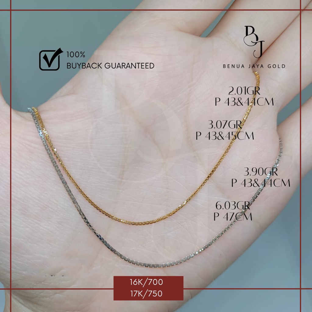 Kalung Rantai Italy Santai Emas & Emas Putih 16K/700 17K/750