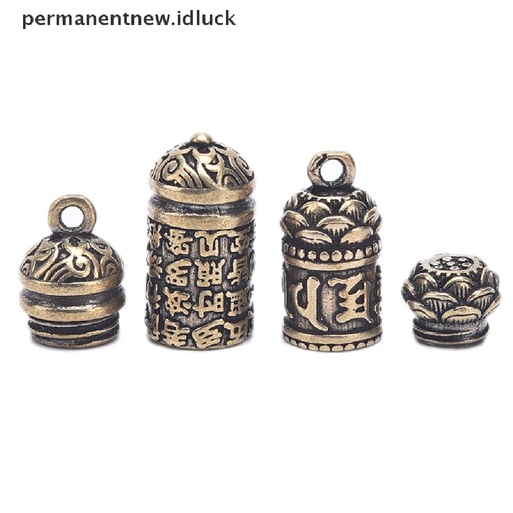 [luckypermanentnew] Berongga Kuningan Sutra Buddha Silinder Liontin Gantungan Kunci Kalung Perhiasan Pill Box [ID]